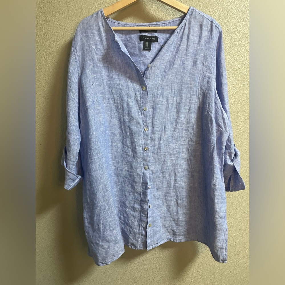 Tahari Sz 1X Linen Shirt